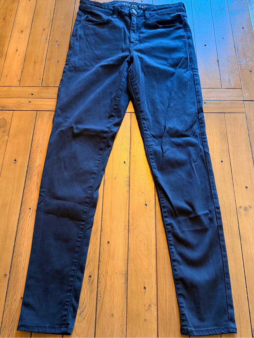 American Eagle Navy Super Skinny Navy Pants 10 Long